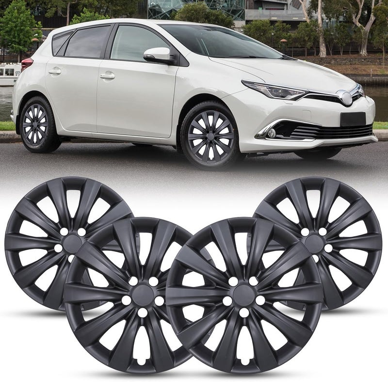 Winjet Hubcaps 16 Inch Wheel Covers for [2009-2025 Toyota Corolla] & [2009-2014 Toyota Matrix], Heavy Duty ABS Material, Only Compatible with Iron Hub - Steel Wheels (16 Inch Pack of 4, Black Matte) - Image 1